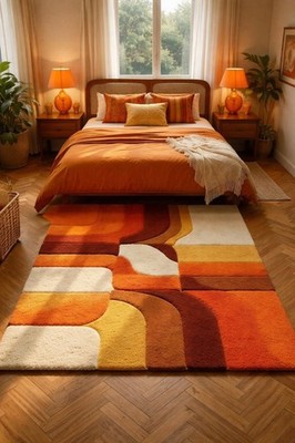 Handmade Rug | Retro Wool Rug | Wool Rugs | Living Room Rug | Tufted A478