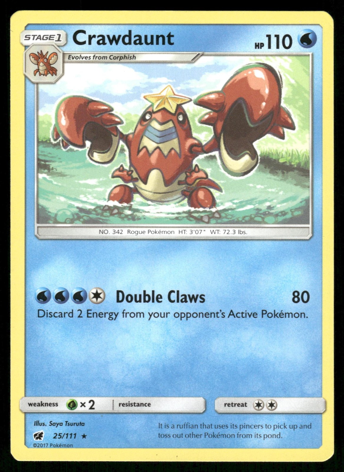 Crawdaunt 25/111 Rare Crimson Invasion Pokemon Lightly Played