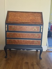 Vintage Wooden Bureau Writing Desk Drop Front With Drawers
