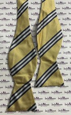 Brooks Brothers Yellow With White Stripes Self Tie Bow Tie Silk New-Minor Flaws 