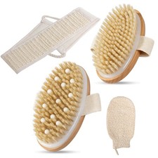 CAYZEAI Dry Brushing Body Brush, 4Pcs 4 Count Full Care Kit , Wooden