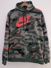 Nike Men's Camo-Print Fleece Hoodie sz Large UNISEX / NEON ORANGE N GREEN CAMO