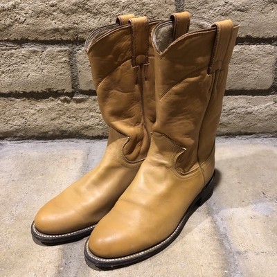 Rare Vintage Justin Original Roper Boots Size 5.5B Tan Style L3622 - Made in USA