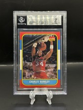 Charles Barkley 1986 Fleer Rookie Card RC Basketball 76ers #7 BGS 9 MINT