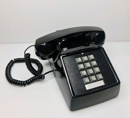 Vintage Cortelco Black Touch Tone Desk Phone Telephone Push Button MIB Look 