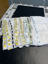 Lot of 8 White Cloth Diapers w Decorative Ribbon Trim Ducks Elephants 13x19  NEW