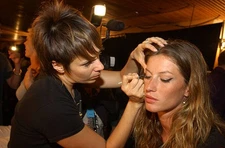 Gisele Bundchen backstage getting ready for her first runway show - Old Photo 3