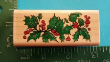 Inkadinkado HOLLY LEAVES and BERRIES Christmas Rubber Stamp