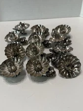 Vintage Tin Metal Clip On Christmas Tree Candle Holders Shell Silver 12 Pc