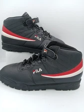 Fila Shoes Mens 13 Black White Red Hi Top Sneakers Athletic Nearly New!