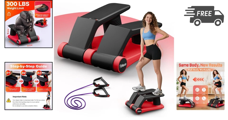 Mini Stair Climber Stepper Exercise Machine with LCD Resistance Bands Compact - Image 2 of 4