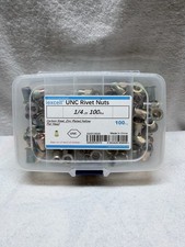 100 Pcs Carbon Steel Zinc Plated Yellow Flathead 1/4 Unc Rivet Nuts New