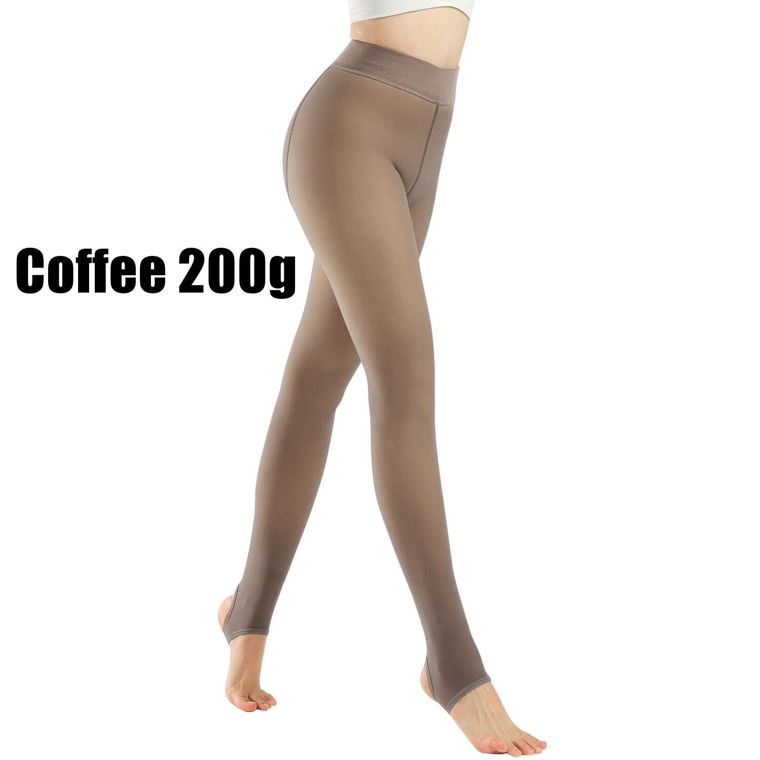 Women Thermal Plush Lined Fake Translucent Pantyhose Winter Warm Tights Stocking