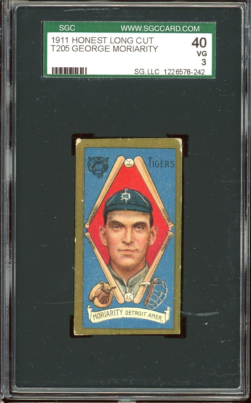 1911 T205 Honest Long Cut Baseball George Moriarity SGC 3