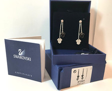Swarovski Disney Mickey Mouse Crystal/Black Dangle Pierced Earrings w/boxes COA