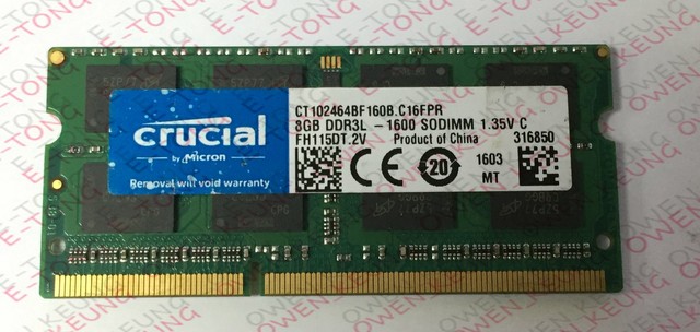 Crucial 8gb Ddr3l 1600 Sodimm Laptop Memory Ram Ctbf160b C16fpr For Sale Online Ebay