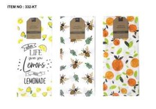 Kitchen Dish Towels Set of 3 Fruit Printed Terry Tea 15 x 25 Lemon Bees Oranges