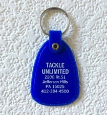 Vintage Keychain TACKLE UNLIMITED Key Fob Ring JEFFERSON HILLS, PA Made in USA