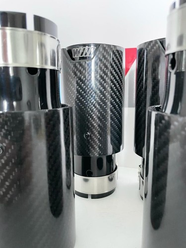 BMW M3 E9x E90 E92 E93 M PERFORMANCE 80MM GLOSS BLACK EXHAUST TIPS 180mm - Picture 3 of 5