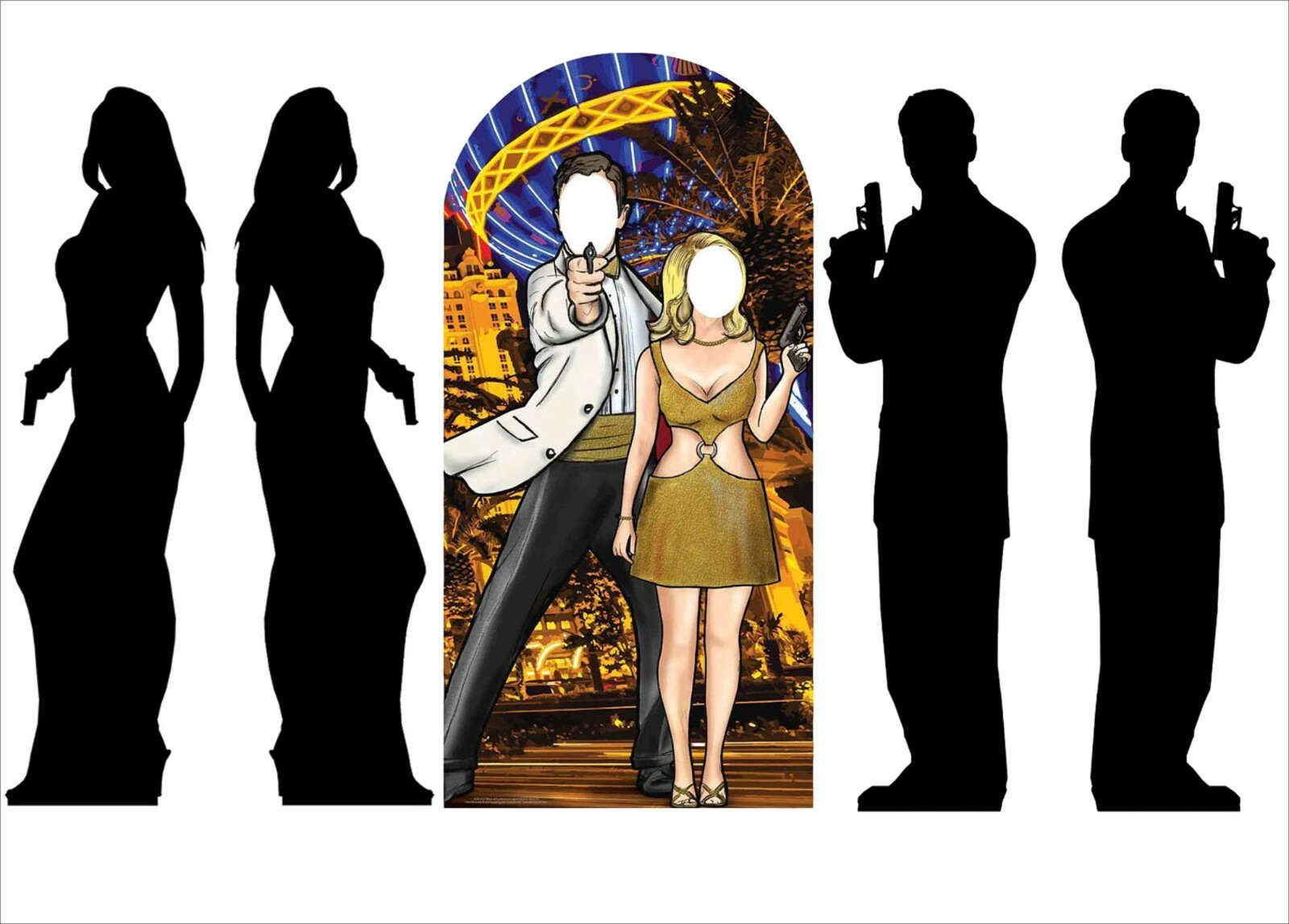 Secret Agent Bond Theme Cardboard Cutout Party Pack of 3 Stand in and Silhouette