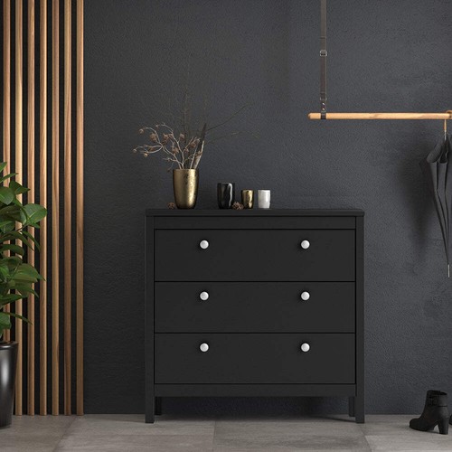 Madrid Chest 3 Drawers in Matt Black - Picture 8 of 13