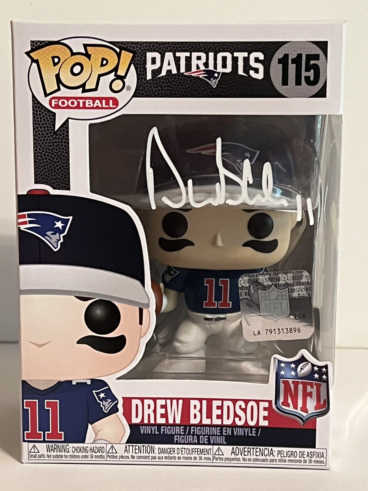 Drew Bledsoe Autographed Signed New England Patriots Funko Pop Football 115 Beckett Coa 