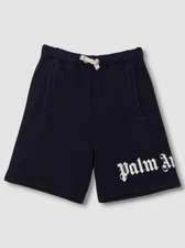 $205 Palm Angels Kid's Boy's Navy Blue Classic Logo Sweat Shorts Size 6