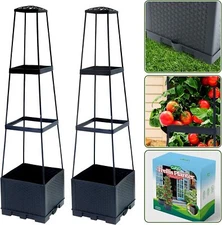 2 Packs Raised Garden Bed Tomato Planter Box with Trellis,44.8" Self-Watering