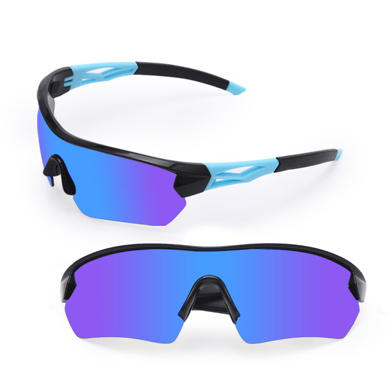 WOLFBIKE Polarized Cycling Sunglasses - 5 Exchangeable Lens, White Frame Yellow, Sports Running Driving