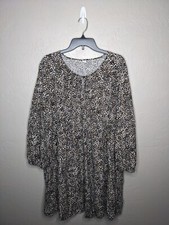 Old Navy Womens Plus XXL Brown White Black Leopard SoftWoven Keyhole Swing Dress