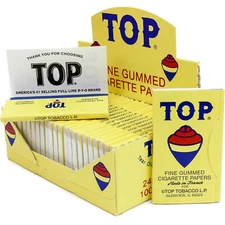AUTHENTIC Top Fine Gummed Cigarette Rolling Papers 10 Booklets  - FREE SHIPPING