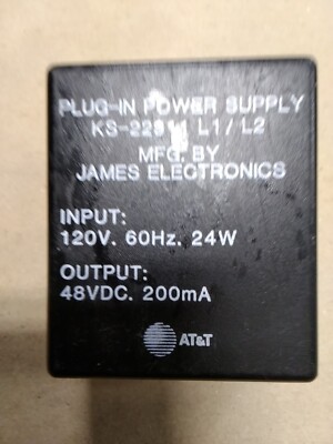 AT&T JAMES ELECTRONICS KS-22911 L1/L2 POWER SUPPLY 48V DC 200 mA F71