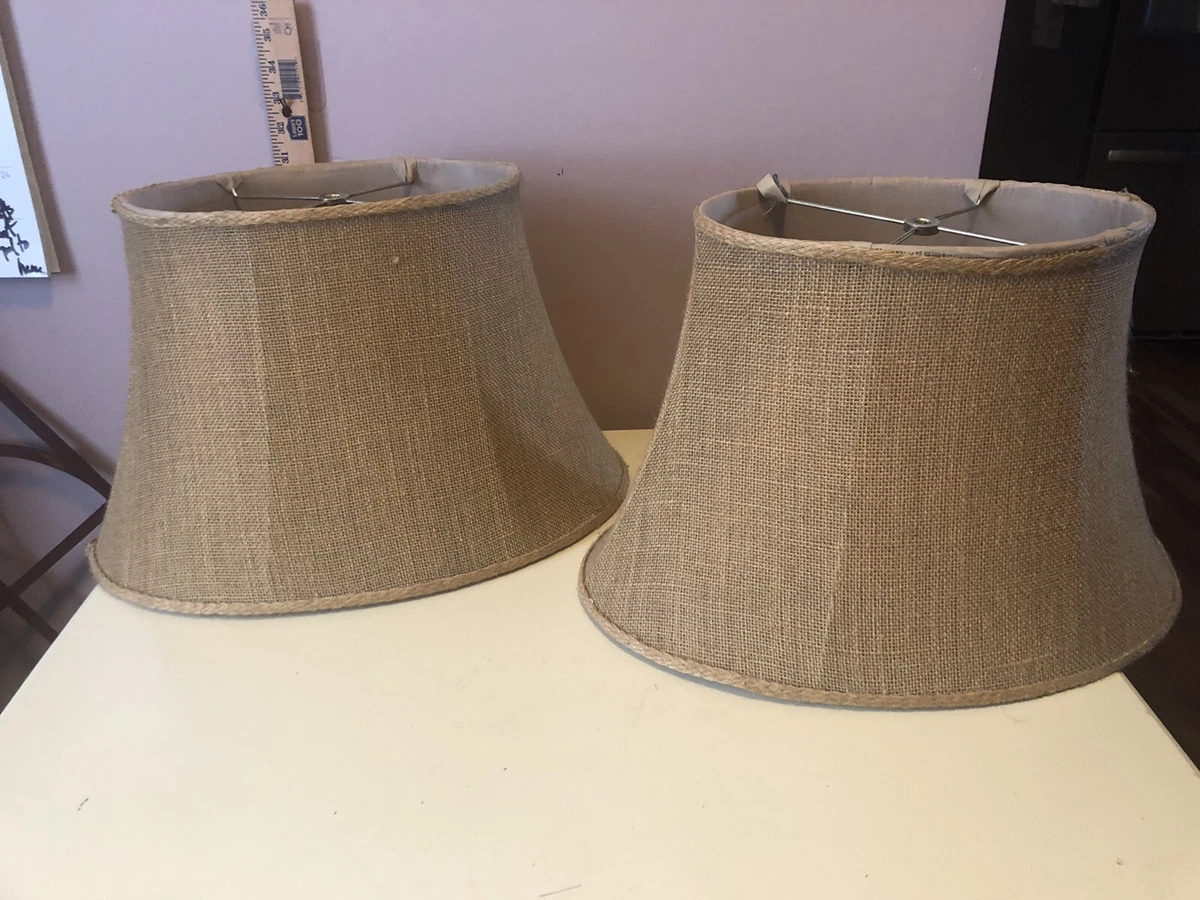 Oval burlap on sale lamp shade
