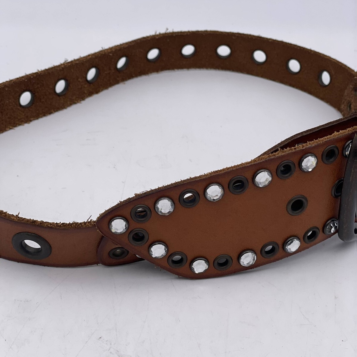 Gap 1969 Studded Rhinestone Leather Belt Buckle Closure  display picture 1
