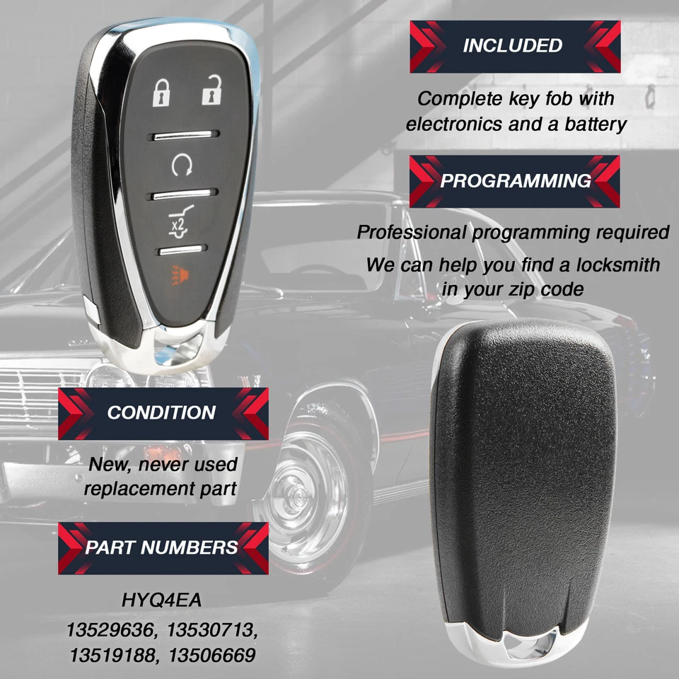 Keyless Entry Remote Key Fob for 2016 2017 2018 2019 Chevrolet Camaro HYQ4EA - Imagem 4 de 4