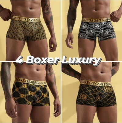 Herren Boxershorts Barock Luxus 4 Stück Herren Unterwäsche Komfort L - 4XL Unterhose Elegance