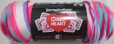 RED HEART GRANNY SQUARE. YARN..SOFT WHITE-PINK PUNCH