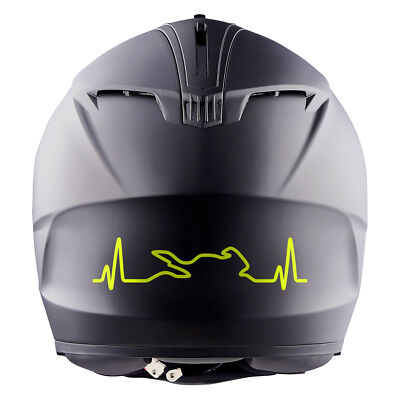 2er Set Bike Aufkleber Herzschlag Neon Gelb 12x3cm Motorrad Auto Helm K158