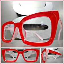 Classic Vintage 50's Retro Style Clear Lens EYE GLASSES Red & Pink Optical Frame