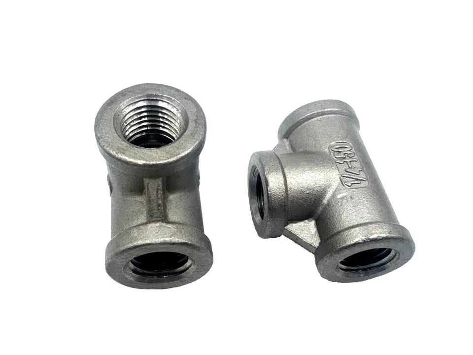 2 PACK STAINLESS STEEL TEE 1/4" NPT PIPE FITTING SP114 Class 150 - Image 3 of 3