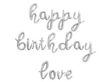 HAPPY BIRTHDAY LOVE Cursive Letter Balloon Banner - Birthday Party Decorations