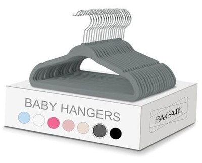  Kids Velvet Hangers 11 Inches Children's Clothes Hangers Non Baby-50 Pack Gray