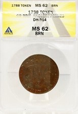 1788 ANACS MS62 Great Britain ANGLESEY MINES Token / Coin NICE RARE BU + NR
