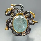 Fine Art 22 ct Natural Aquamarine Ring 925 Sterling Silver Size 9 /R482199