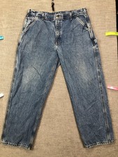 Carhartt B237 DST Jeans Mens 38x30 Blue Relaxed Fit Carpenter Denim Workwear