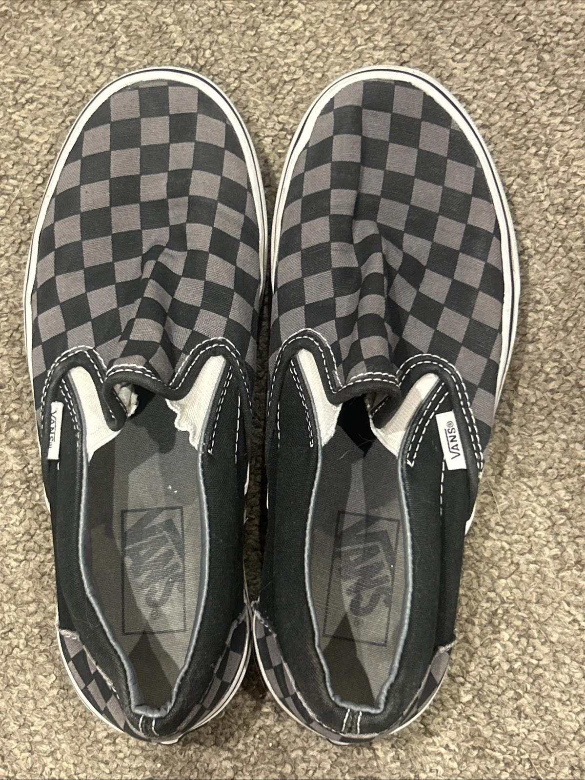 Scarpe Vans uomo 6 donna 7 5 sneakers a scacchiera nero grigio slip on buone condizioni