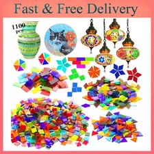 1100 Pcs Mosaic Tiles, Glass Mosaic Tiles for Crafts Bulk, Stained Mosaic Glass