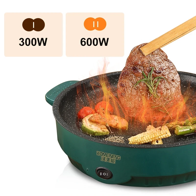 220V Electric Frying Pan Nonstick Multi Cooker Skillet 22/26cm EU Plug 600W