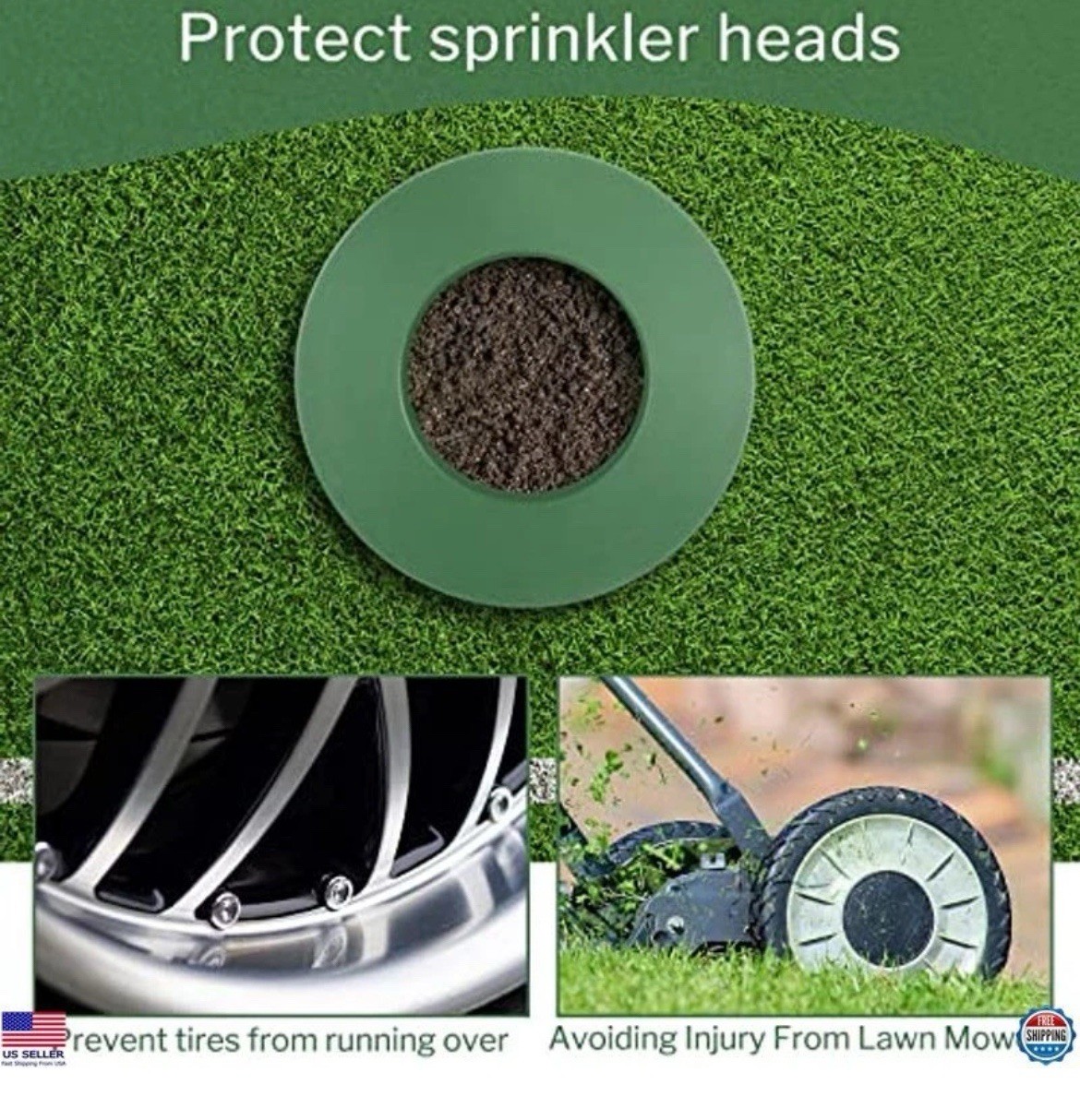 Sprinkler Head Protector Donut Guard 6.3" Green Nylon Ring for Lawn Care