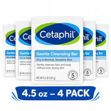 Cetaphil Gentle Cleansing Bar Soap, Sensitive Dry Skin, 4.5oz, 6ct